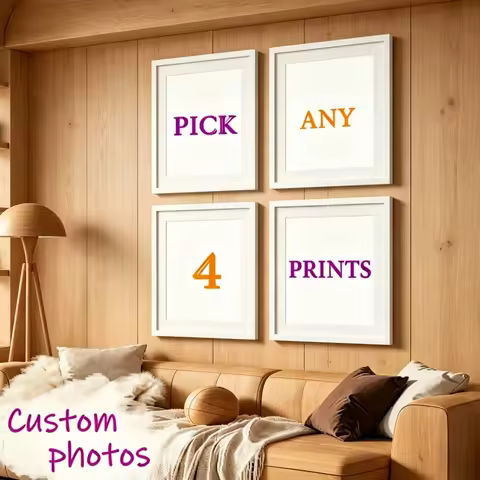 4pcs Custom Canvas Printing Personalized Photo Custom Set Prints Family Life Pets Scenery Couple Wed