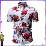 Lengan Baju Pantai Baju Pantai Baju Hawaii Lelaki Summer Hawaiian Shirt  Pendek