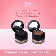 USHAS EYEBROW GEL POWDER 2IN1 Black & Brown 1.6 gr & GEL 3.3 gr