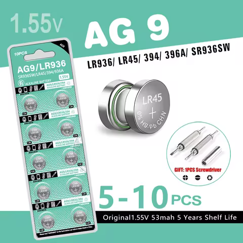 AG9 LR936 SR936SW 1.55V 53mAh High Quality Alkaline Button Battery 394 LR45 194 Leak-Proof for LED L