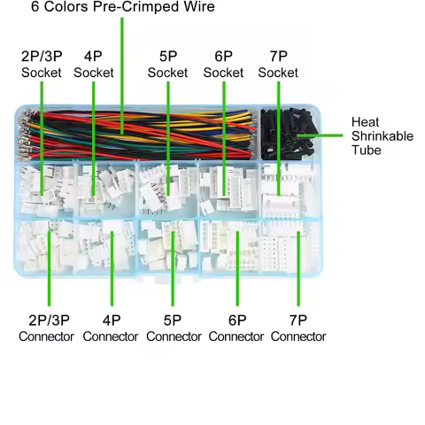 XH 2.54mm Connector Socket Kit and Pre-Crimped Cable Wire 2Pin 3 Pin 4 Pin 5 Pin 6 Pin 7Pin Housing 
