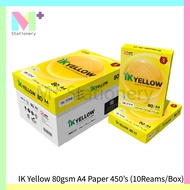 IK Yellow A4 Copier Paper 80gsm 450's (10reams / 1 Carton Box ) / 80gsm A4 Paper / Kertas A4