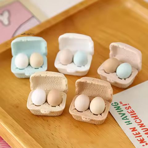 3 Boxes 1/12 Dollhouse Mini Eggs with TrayKitchen Simulation Accessories Miniature Model Toys for De