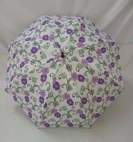 ร่ม ร่มก้านยาว ขนาด22นิ้ว ผ้าป้องกันUV ลายดอกสลับพื้นสีๆ ร่มกันแดด กันฝน แฟชั่นสวยๆ ผลิตในไทย umbrella  รหัส 2207-1