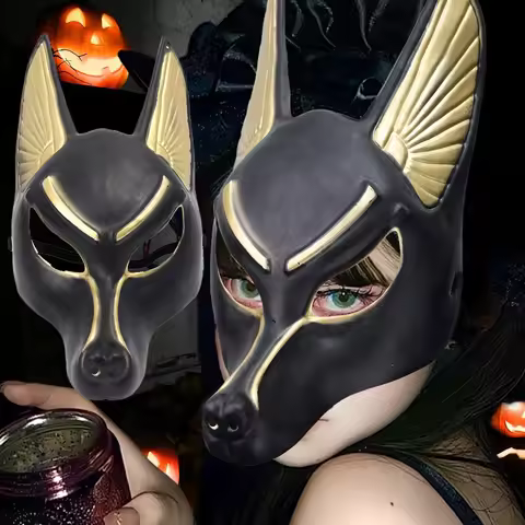 2025 Halloween Retro Mask Cosplay Props Anubis Mask Man Miss Halloween Decor Plastic Festival Party 