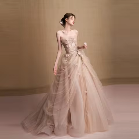 Gorgeous Prom Gowns Applique Floral Princess Maxi Dresses vestido de festa Off Shoulder Lush Elegant