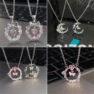 Butterfly Heart Necklace for Women - Valentine Gift for GF, Diamond Pendant