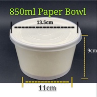 850ml Disposable Paper Bowl with Lids ( 50pcs+-) /纸碗/Mangkuk Kertas 850ml /Paper Soup bowl / Mangkuk