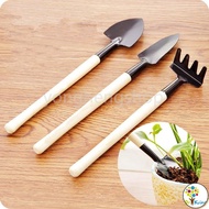DK 3pcs/set Mini Garden Plant Tool Set Gardening Shovels Spade Rake Flowerpot Tools Wooden Handles B