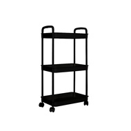 KitchenZ 3-Tier Trolley Storage Rack /Organizer Trolley with Handle with Castor / ABS Basket Storage