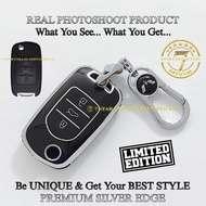 Wuling Confero Cortez MITRA EV Non Keyless Premium Silver Edge Car Remote Key Cover Case