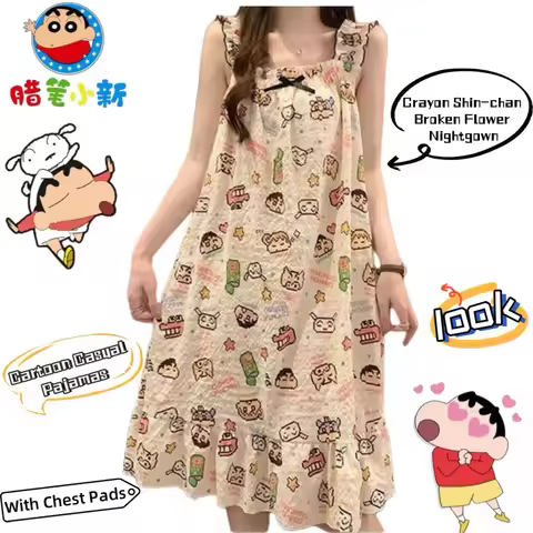 Crayon Shin-chan Nohara Shiro Nohara Himawari Cute Cartoon Casual Crushed Flower Pajamas Creative An