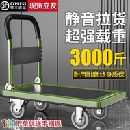 Small Trolley Pull Cargo Transport Trailer Steel Plate Express Trolley Folding Trolley Heavy Flatbed