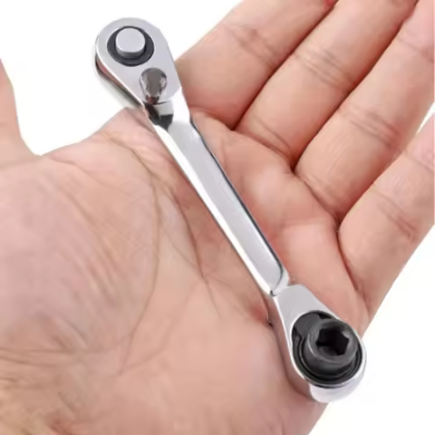 1/4" Mini Dual-Head Ratchet Wrench - Compact, Reversible Screwdriver and Spanner Tool for Tight Spac