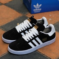 HITAM PUTIH Unisex Adidas Hamburg Black White Gazelle Shoes, Men's Shoes, Sewn Soles, Work School Shoes