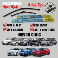 2 pcs Wiper Blade Honda Civic 1995 2001 2012 2016 2021 SO4 1.7 VTEC FD FB FC Soft Silicone Wiper Bla