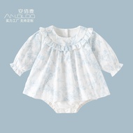 Spring Autumn Style Long-Sleeved Baby Ha Dress Fresh Floral Dress Newborn Clothes One-Year-Old Baby 