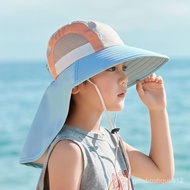 YQChildren's Sun Hat Men's Outdoor Uv-Proof Neck Covering Shawl Hat Girls Seaside Travel Sun Hat Student PUI3