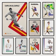 Minimalist Famous Tennis Player Poster Alexander Zverev Carlos Alcaraz Stan Wawrinka Canvas Painting