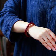 TIMESWIND Cinnabar Red Carved Buddhist Scripture Blessing Lucky Women Bracelet 58mm