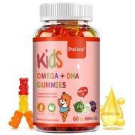 Daitea Kids Omega + DHA Gummies with Vitamin C Support Brain, Heart, and Vision for Overall Health