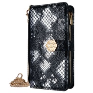 Leather Case for Honor X9A X9 X9B X8A X8B X8 X7A X7B X7 Casing with Strap Snake Pattern Wallet Bag F