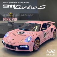 【RUM】1:32 Scale Porsche 911 Turbo S Alloy Car Model Light & Sound effect diecast car Toys for Boys b