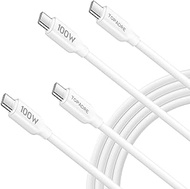 TOPADRE USB C to USB C Cable 100W(2-Pack 4.9ft 5A), Fast Charging Cable for iPhone 15/15 Pro/15 Plus/15 Pro Max, iPad Pro 2022, MacBook Air/Pro, for Samsung Galaxy S24/S23/S22, White