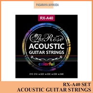 【The Rose Guitar】Acoustic Guitar String - 1 Set Rainbow Colorful / Tali Gitar Akustik (RX-A40 / Kapok String)