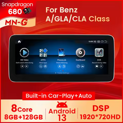 Android 13 Car Radio Snapdragon 680 For Mercedes-Benz A GLA CLA Class W176 X156 C117 W463 Navigation