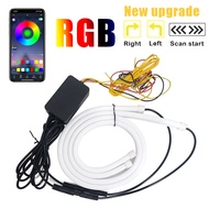 MUXUN 2pcs Lampu LED DRL Alis Flexible WRGB APP 30CM 60CM Welcome + RGB Matrix Motor Mobile 30cm 60c