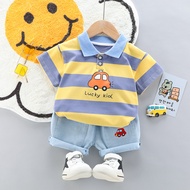 Childrens clothing set baby suit cartoon car pattern hundred short-sleeved outdoor casual pants