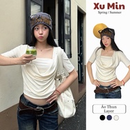 (Jumpsuit) Xu Min Min Layered T-Shirt Made of Unique 2-Layer Cotton Zip Layer
