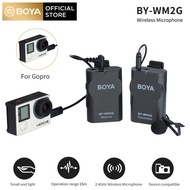 BOYA BY-WM2G Wireless Lavalier Microphone System Smartphone Camera Go-Pro Mic With Real-Time Monitor For IOS Smartphone Tablet DSLR Camcorder GoPro Audio Recorder PC Audio/video