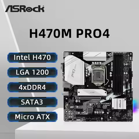 ASRock H470M PRO4 Motherboard LGA1200 Support i9-10900KF i7-10700F i5-10600K i5-10400 CPU DDR4 2933M