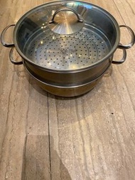 6L buffalo PRO COOK stainless steel  pot with steam rack steamer Basket牛頭牌不銹鋼28CM加厚底電磁爐可用萬用鍋配蒸籠連玻璃蓋(