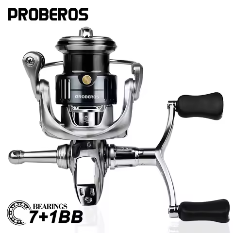 PROBEROS Spinning Fishing Reel, 7+1 Ball Bearings, Spinning Reel with Double Handle, Smooth Casting 