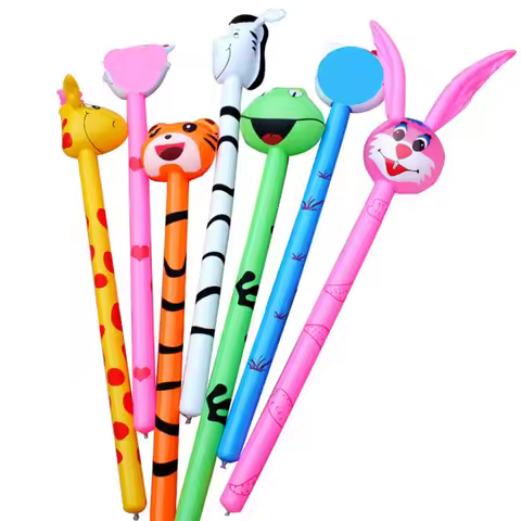 PVC Children's Inflatable Toys Animal Head Stick Wholesale Inflatable Stick Animal Stick Giraffe Pus