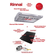 Rinnai Slim Hood RH-S65A-SSVR 60cm Slim Cooker Hood (Recirculation with Charcoal Filter) + MISACO Ceramic Cooker MMS-200 Built-in / Free Standing Multifunction Ceramic Cooker Sensor Touch Control (2200W) + Stainless Steel Cookware