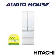 (6.6 MEGA SALES) HITACHI R-HW540RS-XW  416L 6 DOOR FRIDGE  CRYSTAL WHITE  3 TICKS  1 YEAR WARRANTY BY HITACHI
