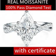 Real Moissanite Ring S925 Silver With GRA Certificate 3EX VVS1 D Color Marquise Cut 2CT Real Moissan