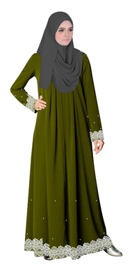 Jubah plain – Jubah Abaya Muslimah Como Crepe – Top Pleated Jubah Ankara Lace Design