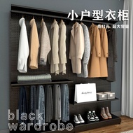 Closet, floor-standing pegboard shelves, open rental room, storage rack, wardrobe