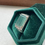 藍水翡翠無事牌925純銀戒指 | 天然玉翡翠A貨