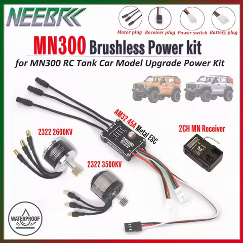 MN300 Brushless Power Kit 2322 2600KV 3500KV Outrunner Motor AM32 45A Metal ESC 2CH Receiver for MN 