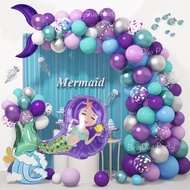 59/60pcs Disney Mermaid Theme Purple Mermaid 1-9 Year Old Balloons Set 32”Purple Number Confetti Bal