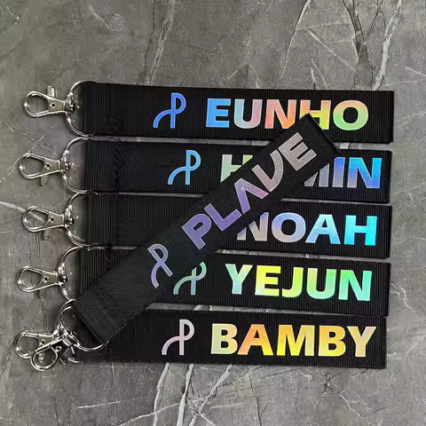 Kpop PLAVE Album Pump Up The Volume Laser Phone Lanyard 15CM Name Strip Key Chain Pendant Bag Access