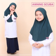 Tudung Sekolah Awning Scuba (Hijau Lumut) by Tudungsicomel.com