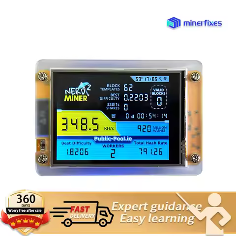 Mini Bitcoin Miner NerdMiner V2 350KH/s 2.8 inch LCD Display Solo Miner Mining Device Crypto Mining 