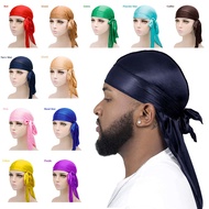 Ready Stock Silky Durag | Satin Long Tail Pirate Cap | Silk Head Wrap Wave Cap | Men Women Hair Prot